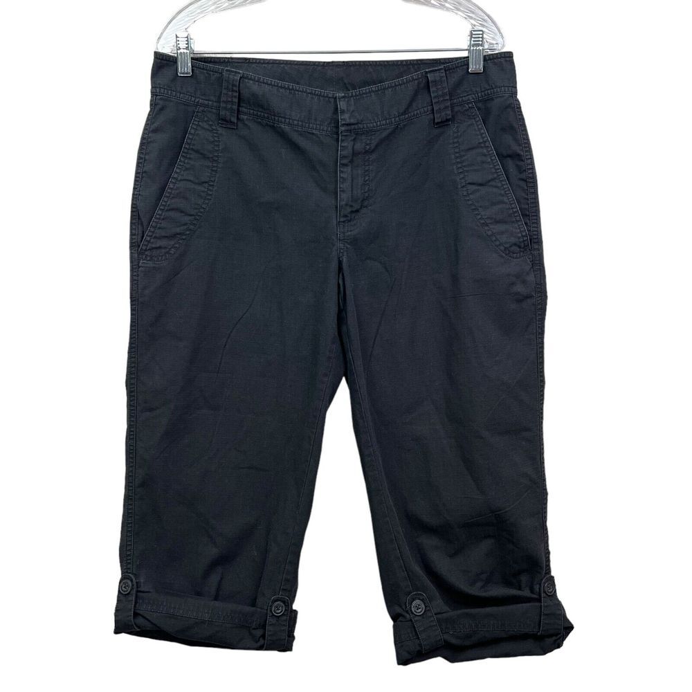 The North Face Womens Capri Cropped Pants Rolled Tab Hem Pockets Black Size 12*
